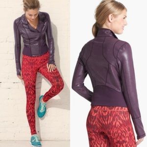 Zella Women's Purple Faux Leather Snakeskin Tapered Moto Performance Jacket XL